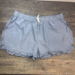 Simply Southern Ruffle Shorts Chambray Drawstring 100% Cotton Size XXL‎